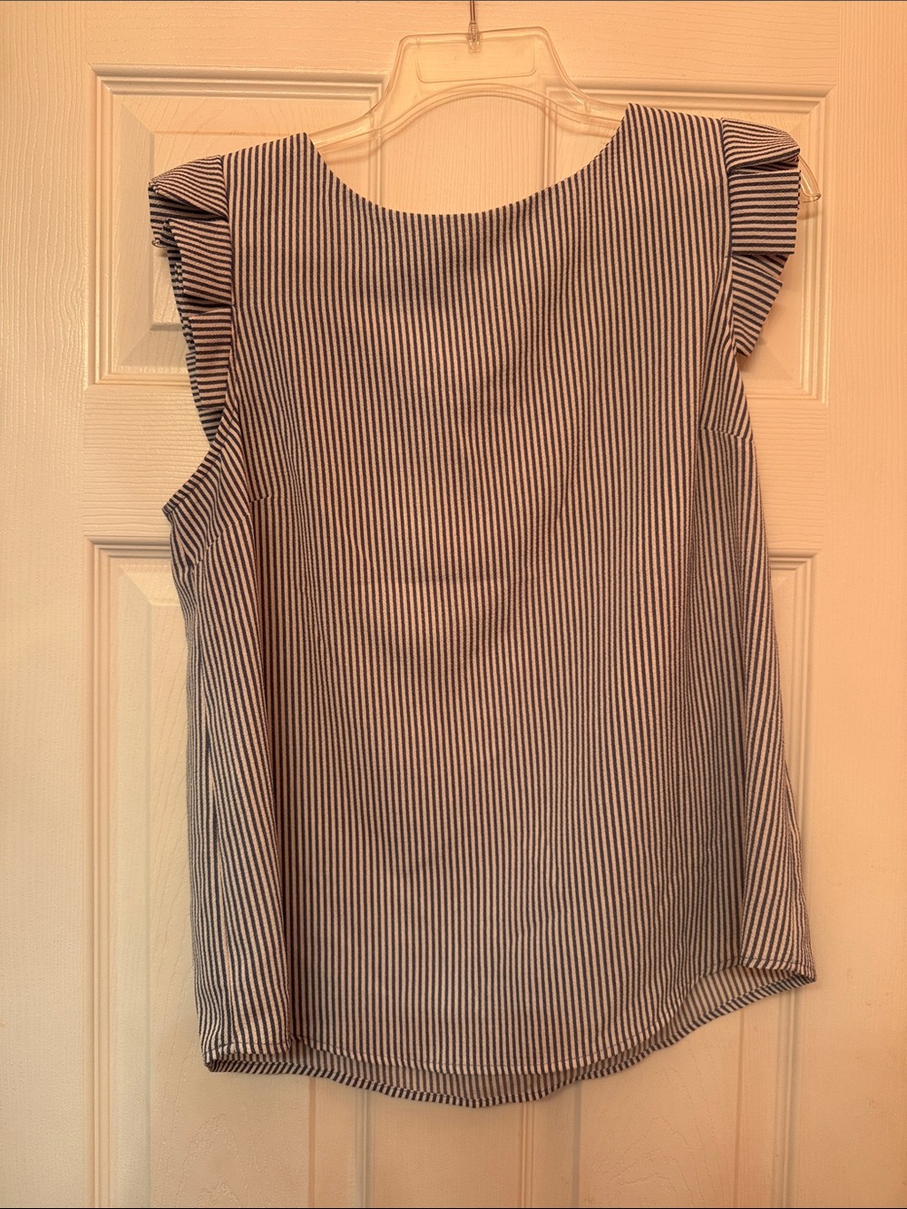 Striped Sleeveless Blouse - Navy & White